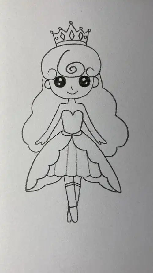 画美丽的卷发小公主