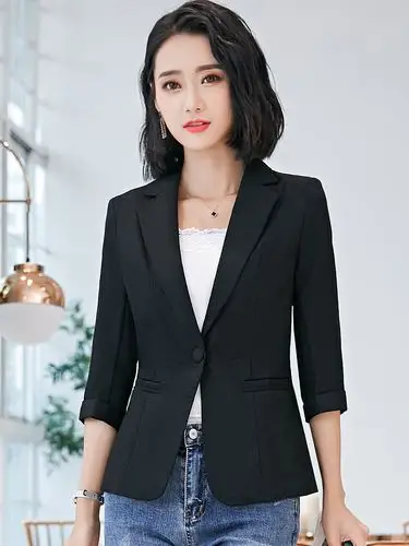 2020职业装外套短款女士中袖气质时尚西装装小西装