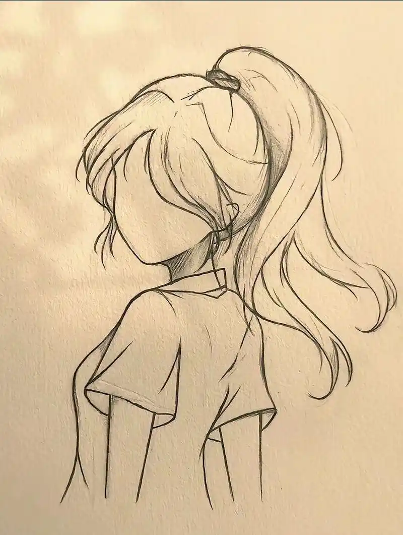 手绘 青春 高马尾   校服高马尾 皂角的香气 最美的夕阳是我独一无二