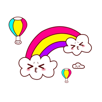 卡通彩虹热气球