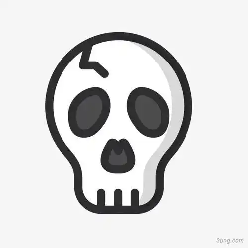 矢量卡通手绘白色骷髅头