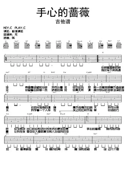 手心的蔷薇吉他谱