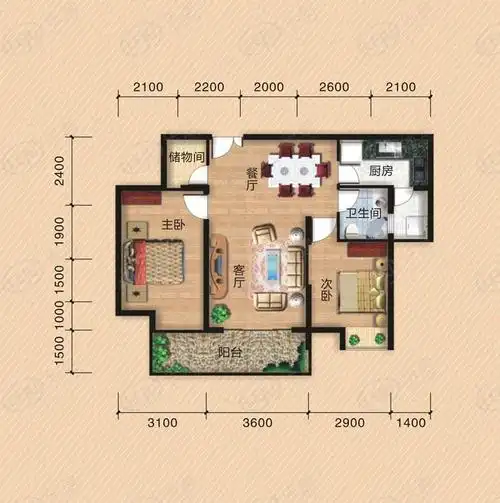 8# 红尘紫陌 b户型 三室二厅一卫