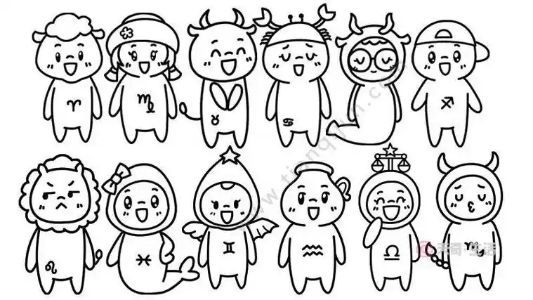 十二星座q版萌图简笔画