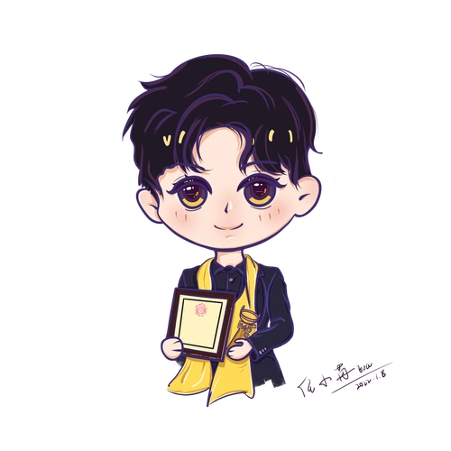 q版半身|任嘉伦华鼎奖获得者|插画|创作习作|任小苒eva - 原创作品