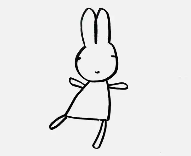 可爱跳舞的小白兔简笔画画法图片步骤