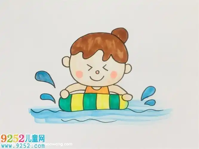 夏天在海边游泳简笔画