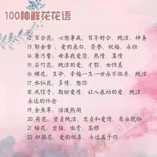 100种鲜花的花语,七夕到了,送花就用它!