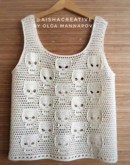 个性骷髅花小背心多款骷髅花样图解