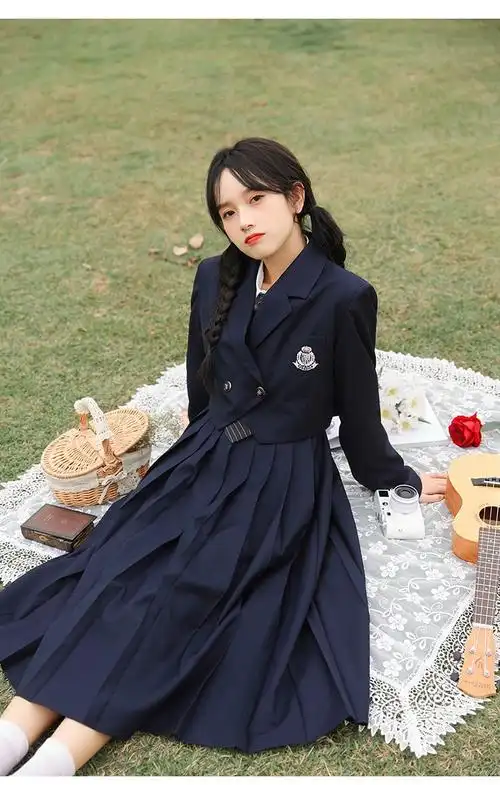 雅格罗伊jk制服冬季套装半身裙日系西装女秋冬高级感西服裙子百褶裙