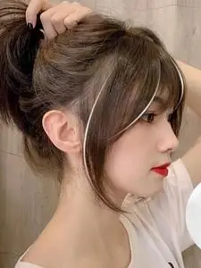 网红修颜法式刘海假发女超薄隐形无痕空气八字流海自然蓬松假发片