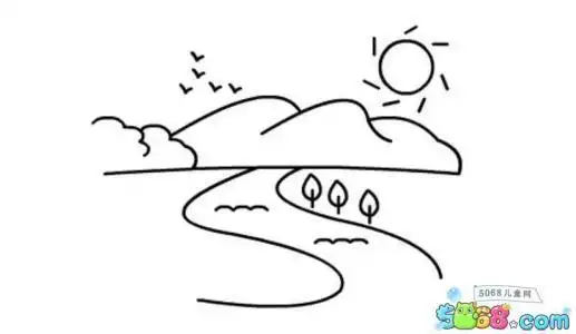 大班山水简笔画