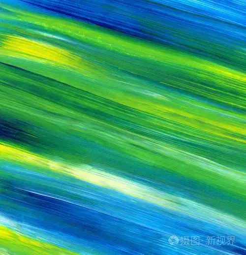 抽象丙烯酸绘画中的混合色为绿色,蓝色,黄色.用作背景,纹理,设计元素