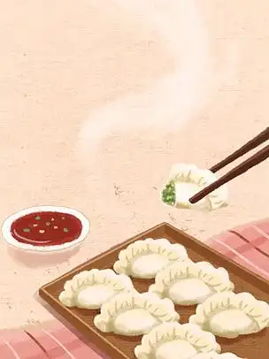 创意手绘饺子冬至节气背景素材