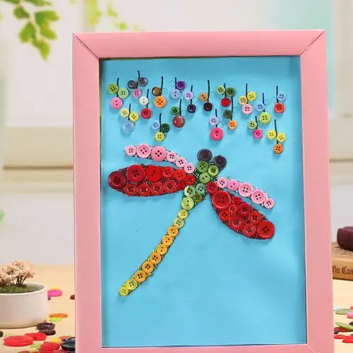 创意纽扣画 儿童diy手工制作材料包 幼儿园卡通拼图扣子粘贴画图片