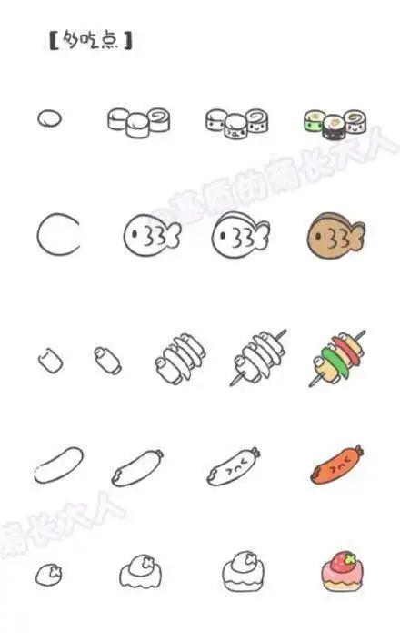 食物简笔画真的好可爱呀喜欢的快收藏起来哦画零食100种简笔画画零食