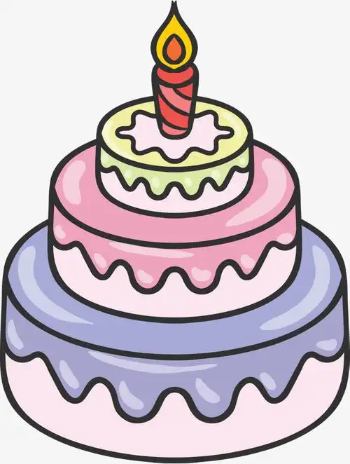 可爱卡通三层巨型蛋糕矢量图