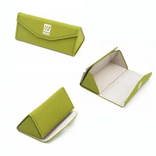 环保绿色折叠眼镜盒为儿童眼镜盒与标志印刷