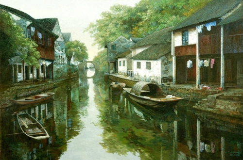 画布上的江南心境读李正明油画江南水乡系列组图