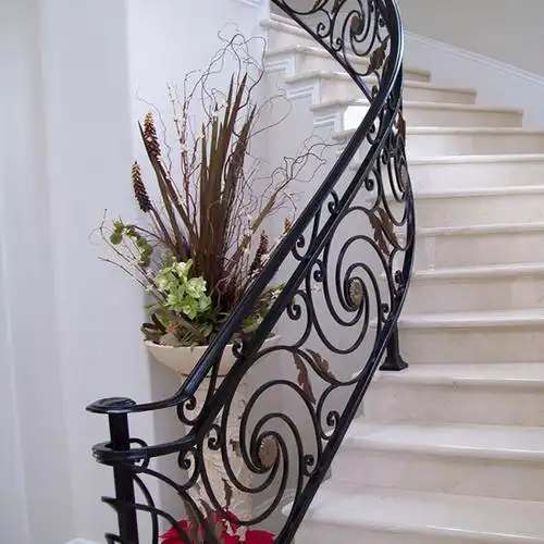 铁艺装饰室内楼梯栏杆/楼梯安全铁艺预制金属楼梯栏杆设计