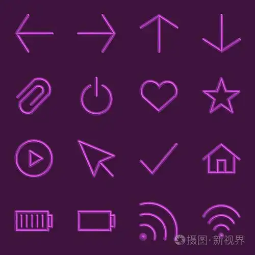 体积紫色网页图标收集三维标志矢量插图