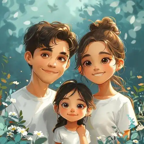 亲子头像|三口之家一个女儿专属头像