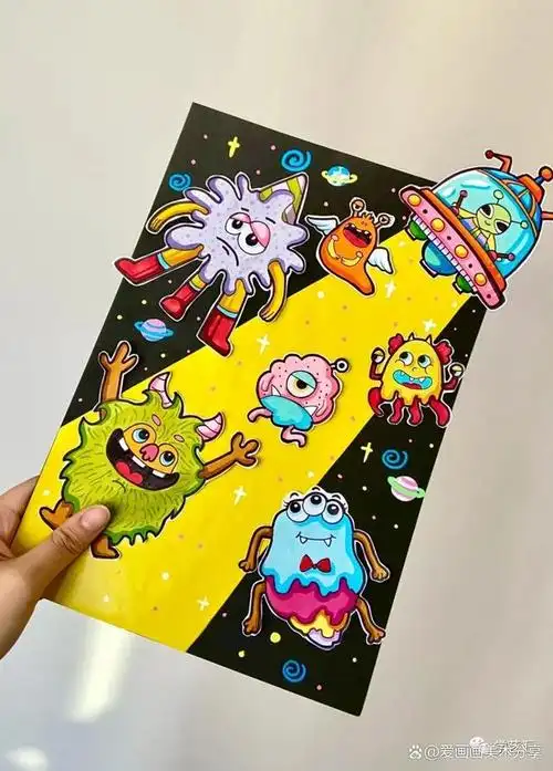 50张创意美术儿童获奖范画很值得初学者临摹色彩都是高级感