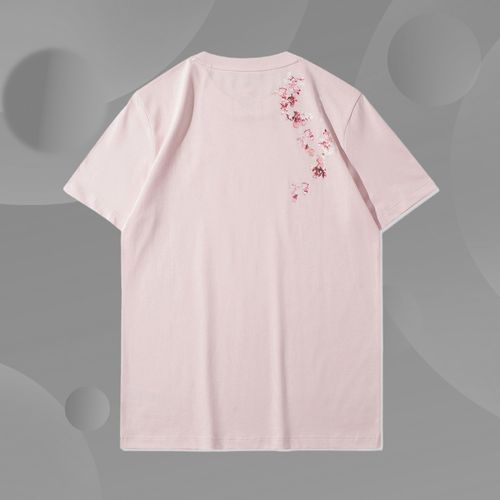 正品李宁短袖恤女2021夏季新款樱花文化衫休闲运动t恤