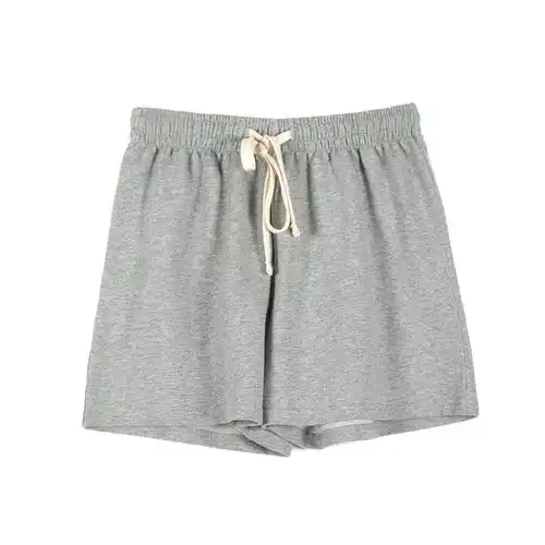 纯棉灰色运动短裤女宽松阔腿