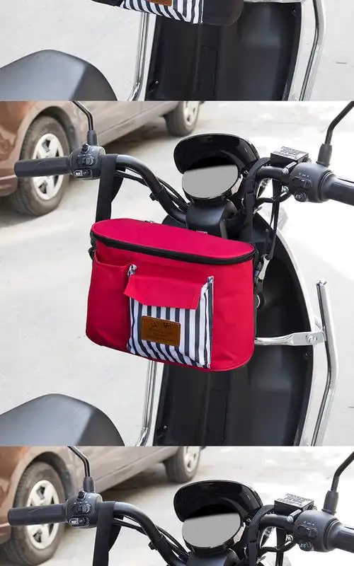 电动车踏板挂包电瓶自行车前置收纳挂袋防水置物储物兜通用配件粘贴款