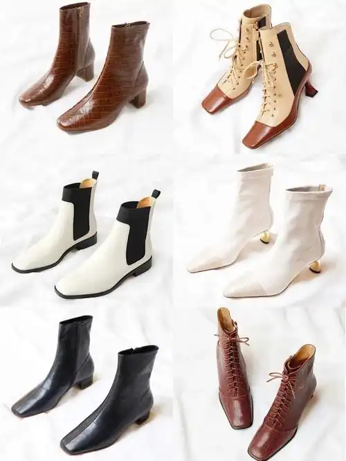 尖头猫跟中筒靴,它的鞋跟设计自带吸睛效果,再配上整个鞋子款式的处理