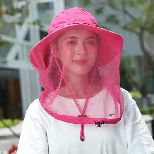 野户外遮全脸面纱帽男女士夜钓鱼遮阳防晒防蚊虫柳絮防蜂网纱帽子