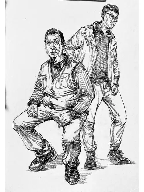 速写双人组合教学步骤(速写笔记)