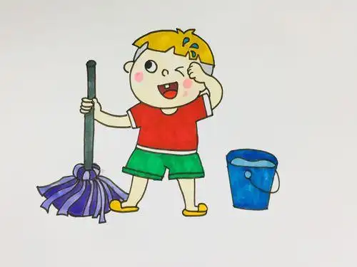 儿童情景画小女孩洗衣服的简单画法如何画小女孩小女孩简笔画家务小