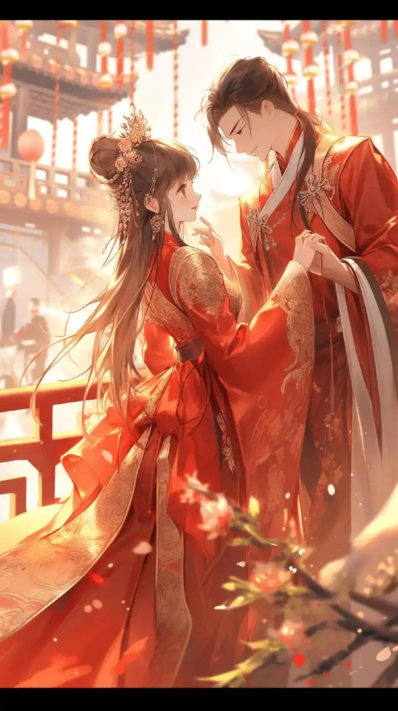 海枯石烂同心永结,地阔天高比翼齐飞.#ai绘画 #红衣古装  - 抖音