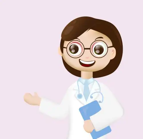 一位亚洲女医生的矢量人物卡通形象