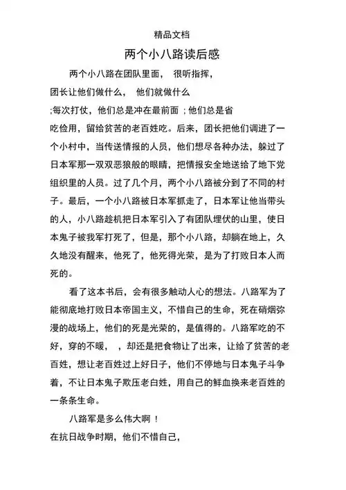 两个小八路读后感