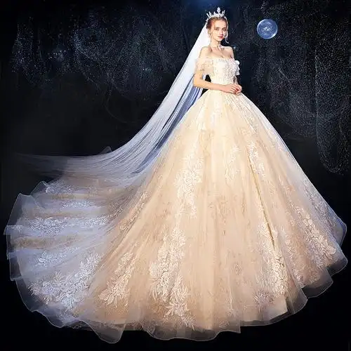 婚纱礼服2021新款新娘森系超仙梦幻豪华奢侈拖尾礼服