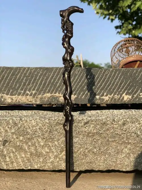 下乡收来的檀木手杖木头拐棍-木制拐杖-7788股票收藏