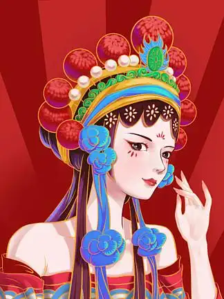 国潮旦角原创插 i>画 /i>