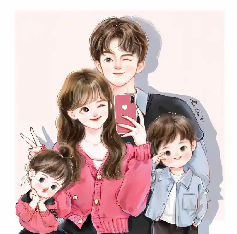 一家四口的卡通头像大哥哥小妹妹 - 抖音