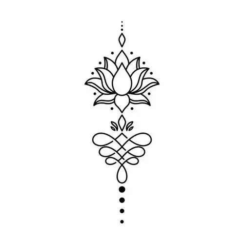 几何纹身花纹图案莲花矢量图