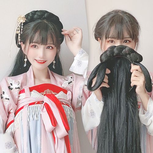 汉服假发一体式发箍懒人头饰古装盘发发型造型发髻头发发包古风