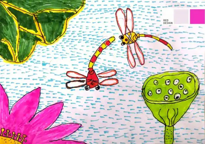 儿童画蜻蜓点水