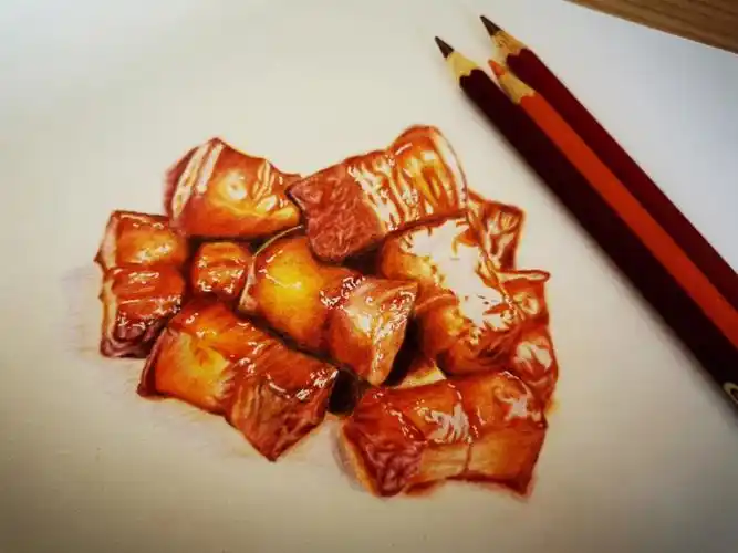 彩铅红烧肉临摹
