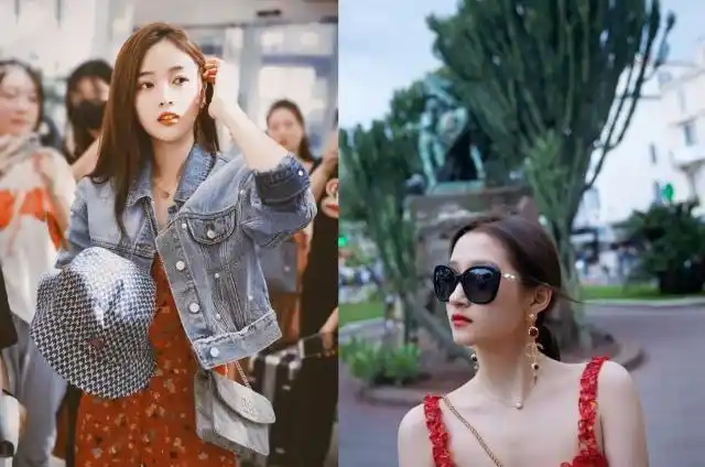 吴宣仪真牛,牛仔外套配红色碎花裙,撞衫关晓彤"筷子腿"也不输