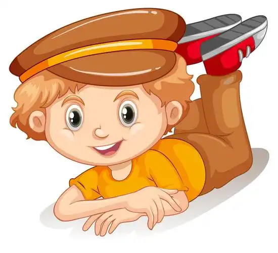 趴在地上的可爱卡通小男孩图片免抠矢量图素材 人物素材-第1张