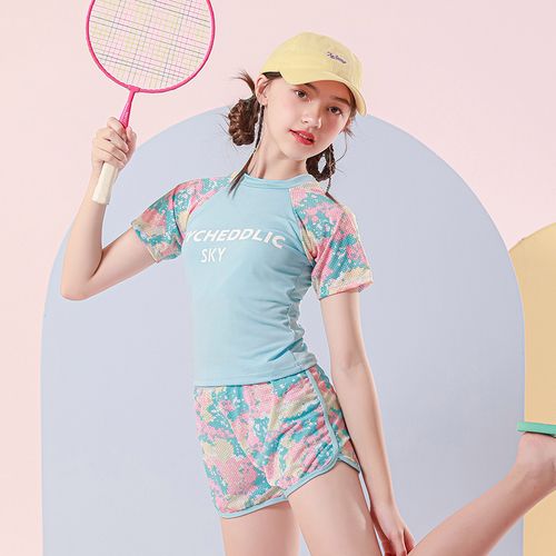 百雅女童泳装夏儿童分体公主裙式3-11岁小中大童休闲运动款游泳衣