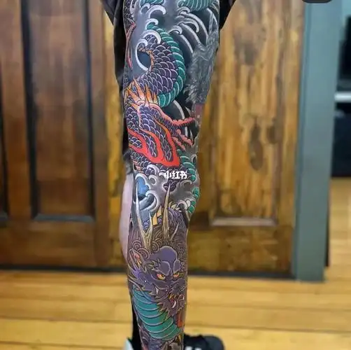 传统纹身  #传统纹身  #长沙纹身  #纹身  #传统花腿纹身  #龙紊眄