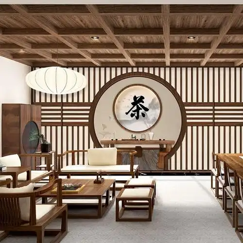 3d茶馆茶道文化背景墙纸茶室茶庄茶楼自粘壁纸茶韵茶行茶叶店壁画